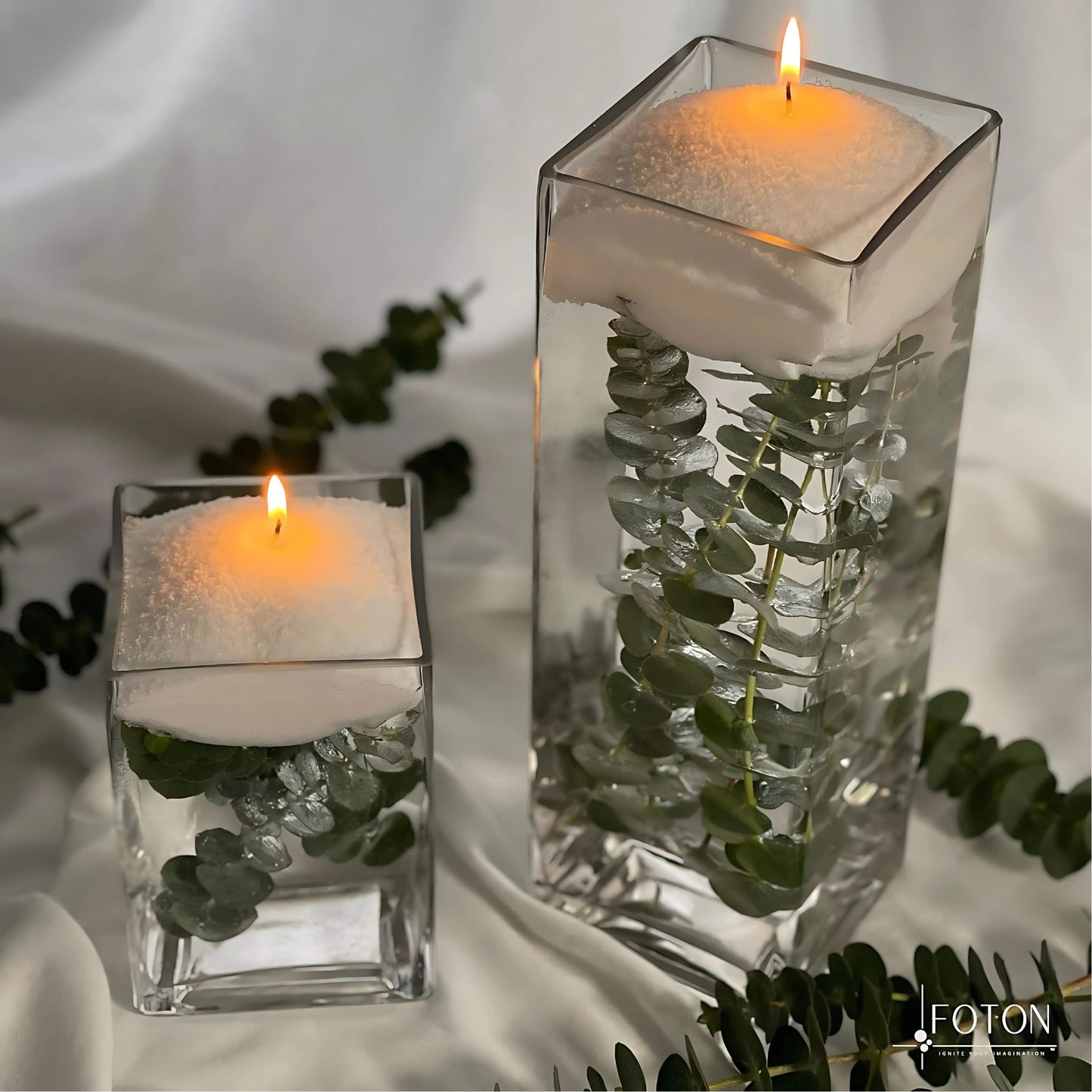 Snow Pearled Candles